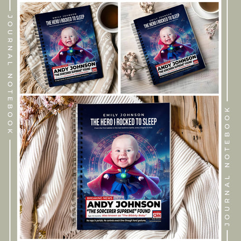 Personalized Baby Sorcerer Supreme Notebook – Custom Photo Journal for Your Little Wizard